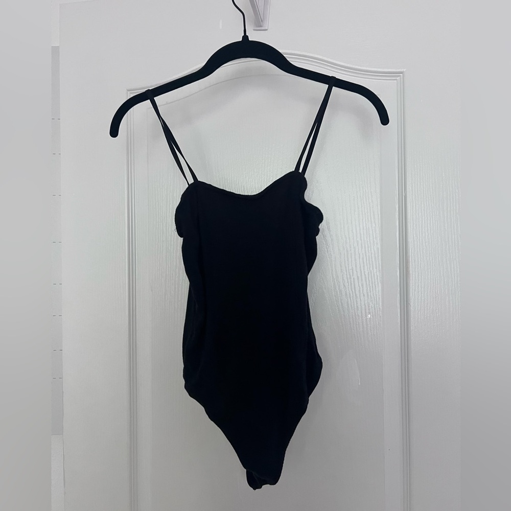 Open Edit Black Thong Bodysuit SZ S